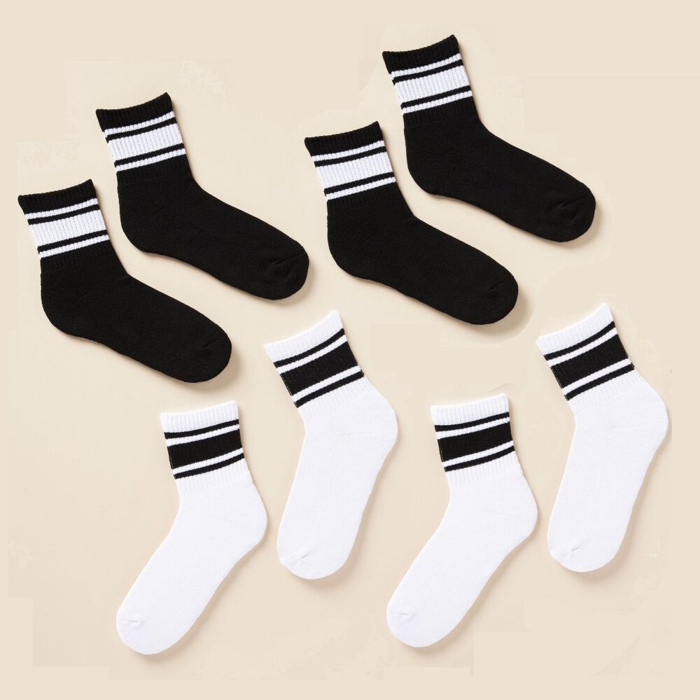 2x Anthropologie Athletic Socks 2-Pack Orange Stripe White Dark Green Cream